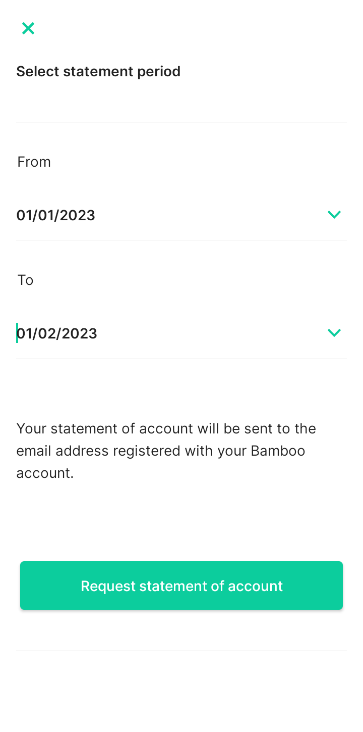  Bamboo Statement Of Account user flow UI screenshot