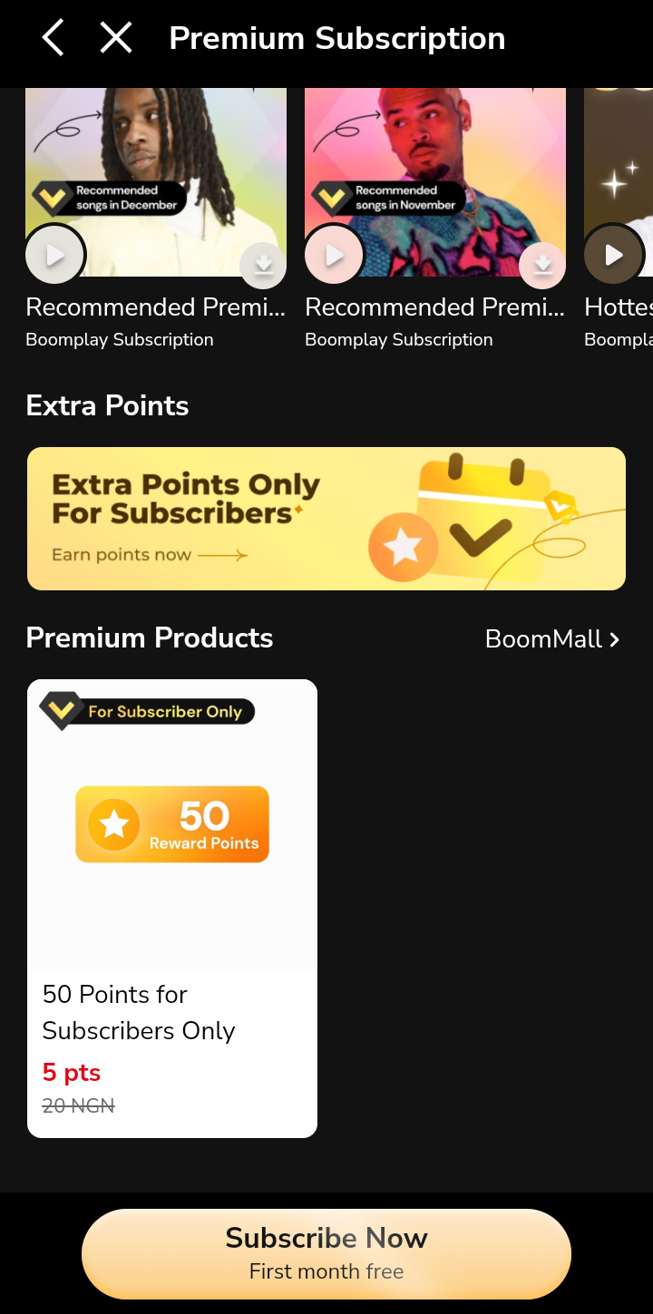  Boomplay Paywall and Subscription user flow UI screenshot