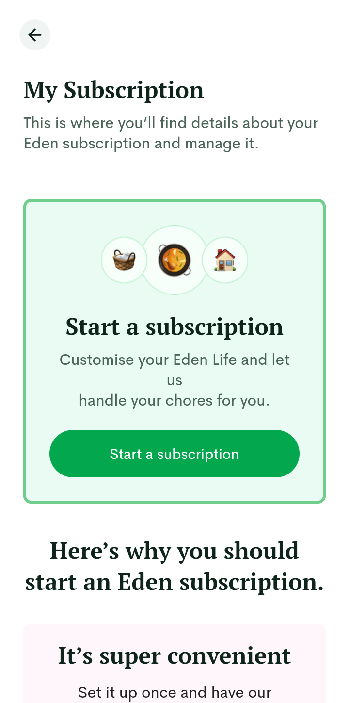  Edenlife Paywall and Subscription user flow UI screenshot
