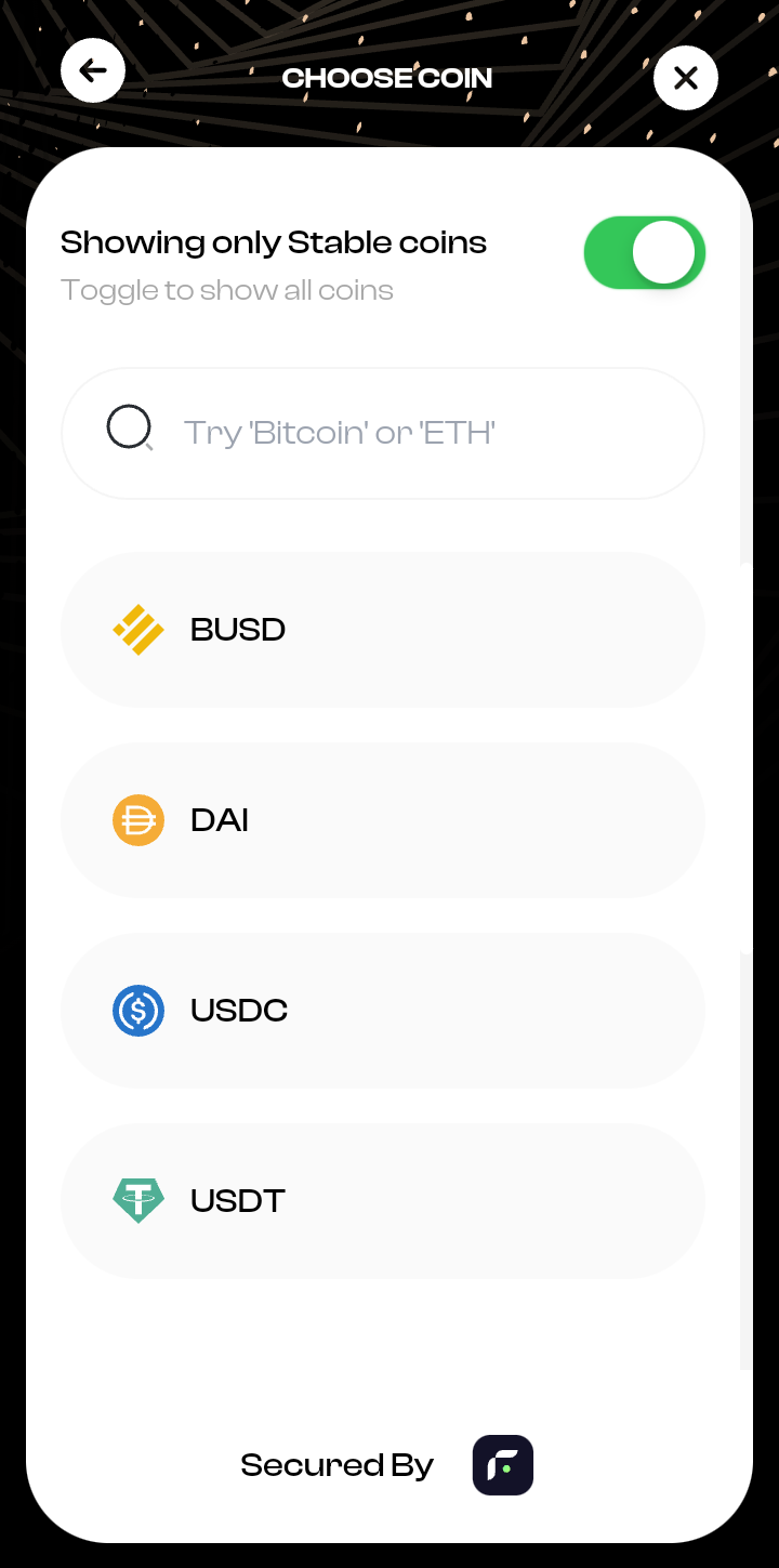  Fluidcoins Withdrawal user flow UI screenshot