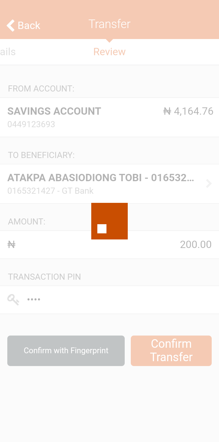  Gtbank Send Money  ui screens