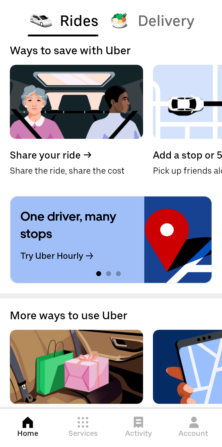 Uber App Screenshots